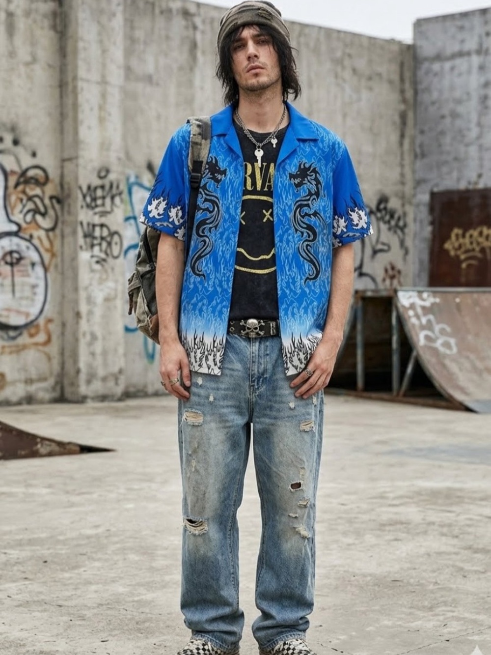 Levi’s brand 725 originals dragon graphic shirt y2k grunge wear